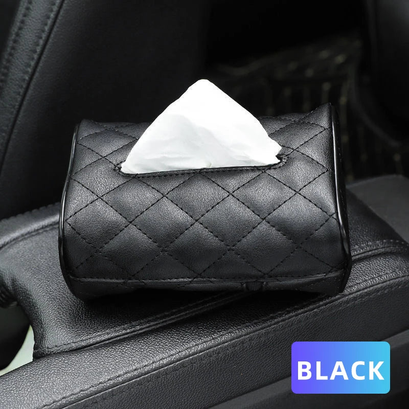 1 Pcs Black Tissue Boxes with Disposable Napkins Tissue Boxes Car Accessories Tissue Bag Organizer Car Decoration Auto Storage