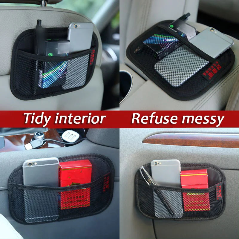 Car Leather Mesh Bag Storage Oxford Fabric Bag Car Interior Organizer Phones Coins Keys Storage Auto Stowing Tidying