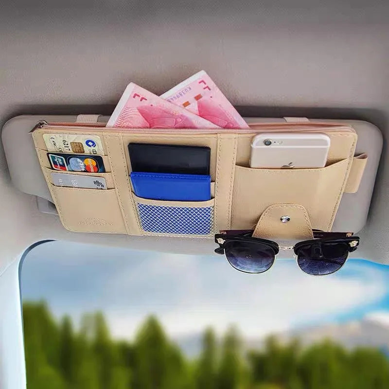 Car Styling Visor Organizer Auto Sun Visor Storage Pouch Car Organizer Sunglasses Holder Card Organizer Ticket Pocket Pen Holder