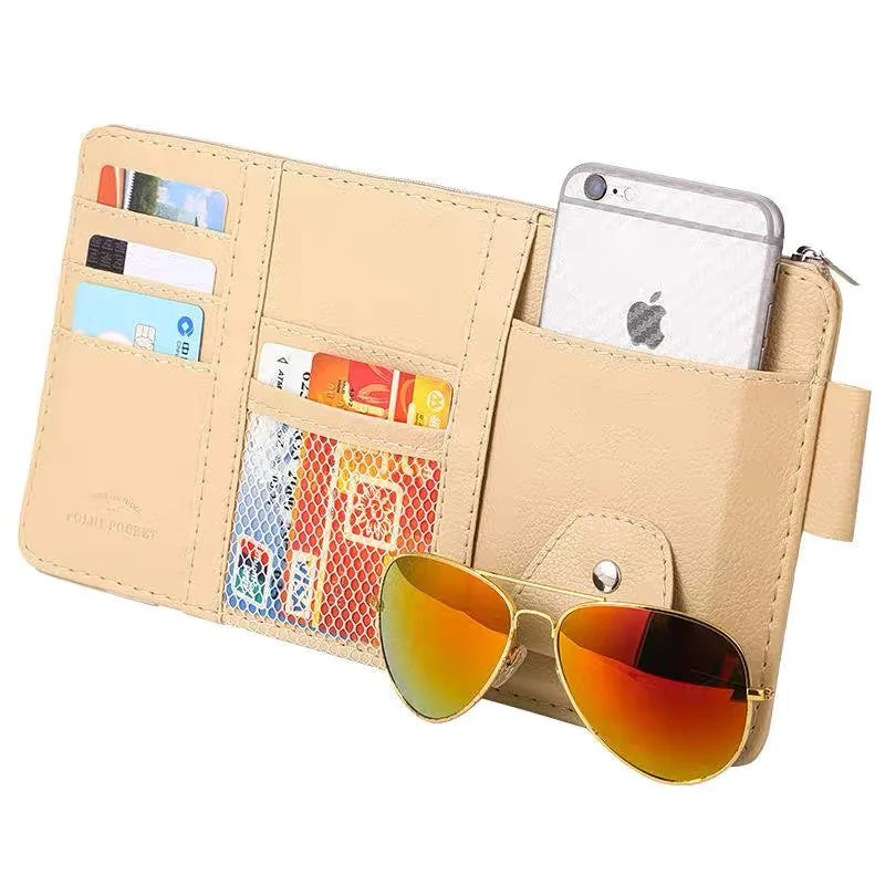 Car Styling Visor Organizer Auto Sun Visor Storage Pouch Car Organizer Sunglasses Holder Card Organizer Ticket Pocket Pen Holder