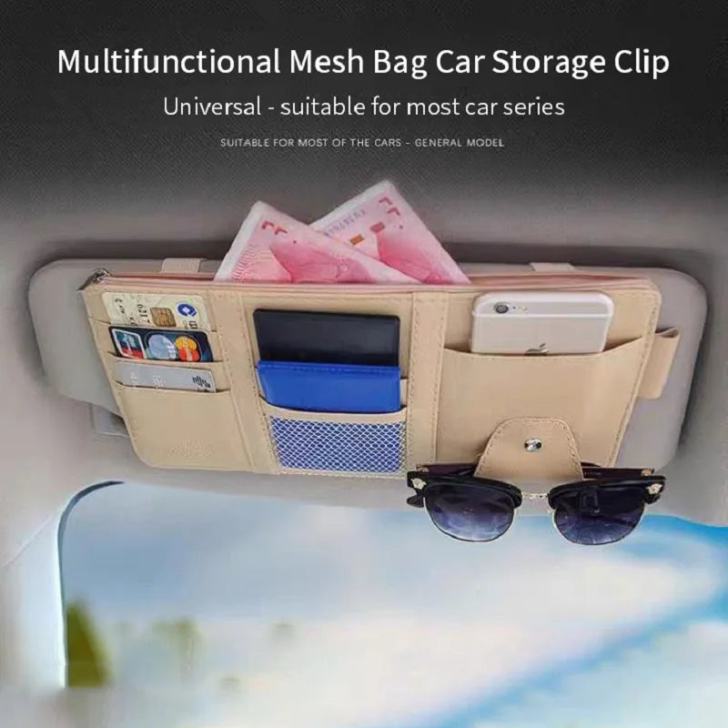 Car Styling Visor Organizer Auto Sun Visor Storage Pouch Car Organizer Sunglasses Holder Card Organizer Ticket Pocket Pen Holder