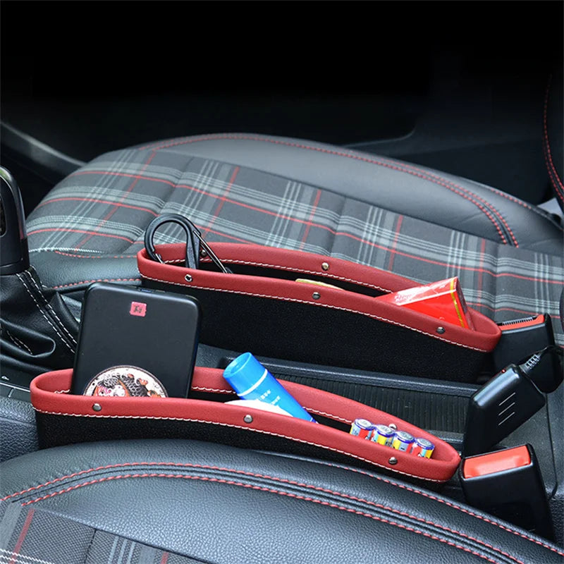 PU Leather Car Organizer Storage Car Seat Slit Gap Pocket Multifunctional Driver Seat Catcher Cup Holder Car Accessories