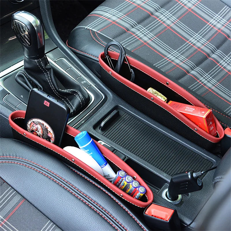 PU Leather Car Organizer Storage Car Seat Slit Gap Pocket Multifunctional Driver Seat Catcher Cup Holder Car Accessories