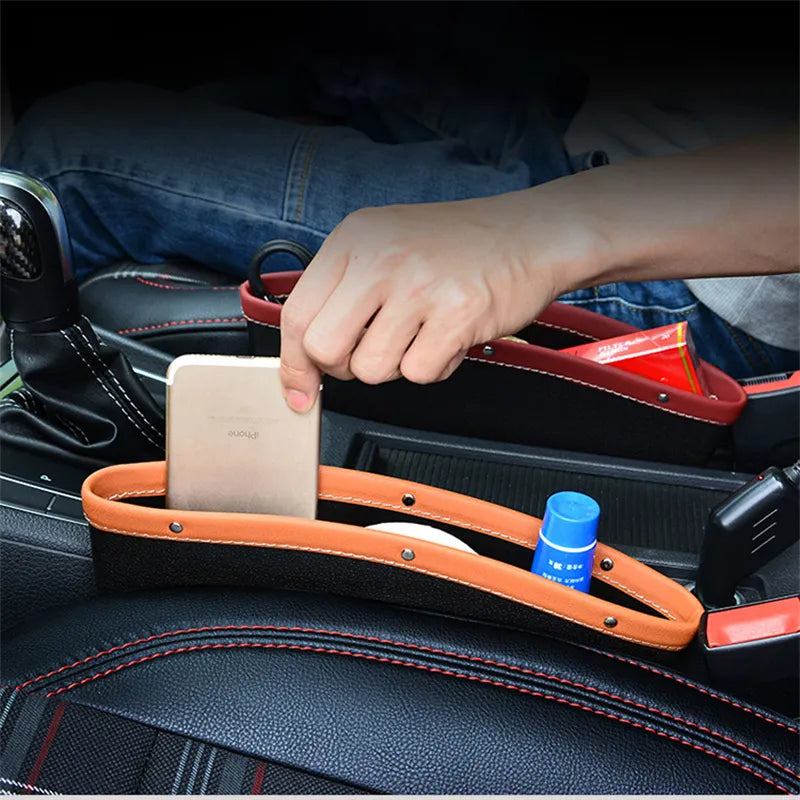 PU Leather Car Organizer Storage Car Seat Slit Gap Pocket Multifunctional Driver Seat Catcher Cup Holder Car Accessories