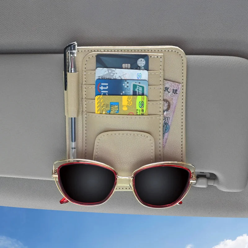 Car Sun Visor Organizer Multi-Pocket Auto Interior Accessories Pocket Organizer Car Document Storage Pouch Pen Holder