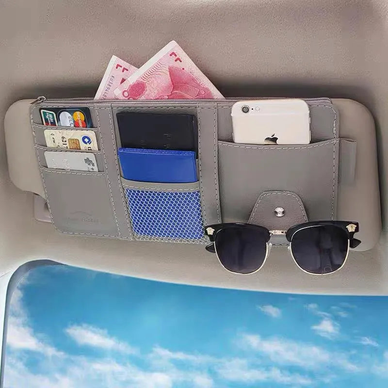 Car Styling Visor Organizer Auto Sun Visor Storage Pouch Car Organizer Sunglasses Holder Card Organizer Ticket Pocket Pen Holder