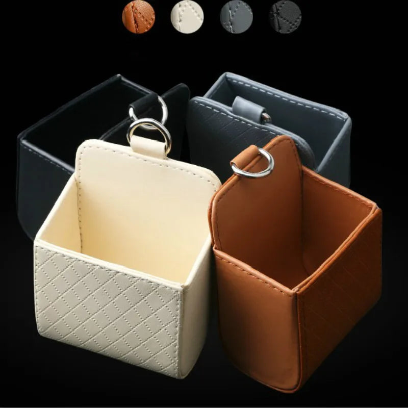 1pc Car Storage Bag Air Vent Dashboard Tidy Hanging Leather Organizer Box Glasses Phone Holder Storage Organizer Car Accessories